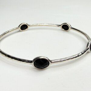 Ippolita Hammered Sterling Silver Black Onyx Bangle Bracelet JR1239